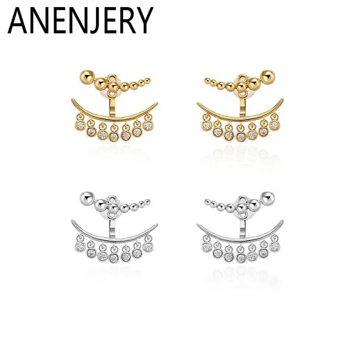 ANENJERY perles glands incrusté Zircon boucles d'oreilles pour les femmes mode personnalité bijoux cadeaux en gros fête