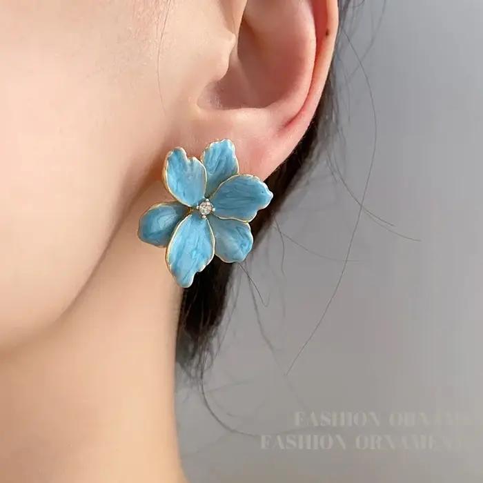 Boucles d'oreilles fleurs colorées pour femmes et filles
