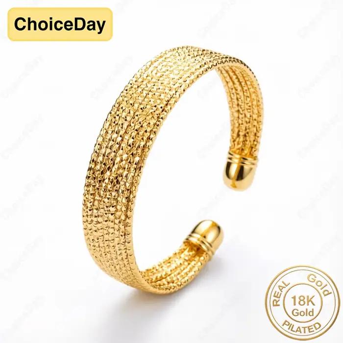 Bracelet ouvert luxueux plaqué or 18 carats, scintillant, pour femmes, bijoux de fête et de mariage