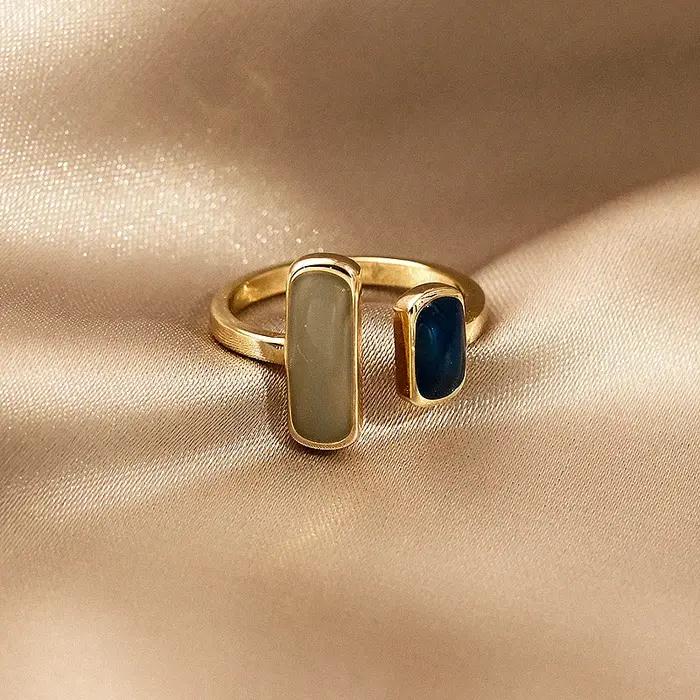 Bague en émail goutte à goutte colorée réglable pour femmes