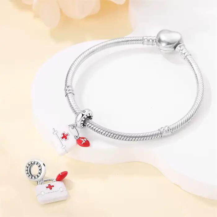 Qikaola-Bracelets originaux en argent 925, symboles musicaux 925, plaque de dessin, boîte à médicaments, série carrière, breloques, perles pour bijoux à bricoler soi-même