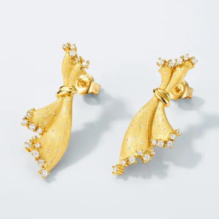 Mode luxe artisanat italien robe brossé goutte balancent grosses boucles d'oreilles pour les femmes Style cour européen oreille goujon audacieux bijoux fins