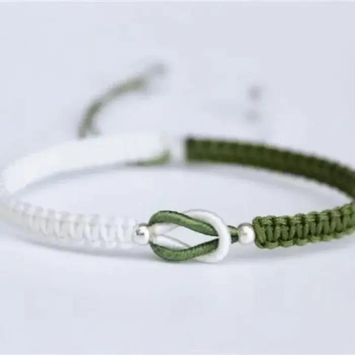 Bracelet tressé en corde à nœud d'amour 'Always Together', chaîne réglable décontractée, cadeau asso