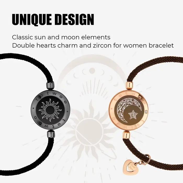Bracelets lumineux et vibrants à distance Totwoo pour couples, cadeaux pour relations à distance, bracelet intelligent Soleil et Lune pour l'amour
