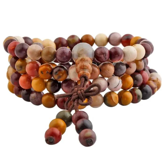 Bracelet à breloques en pierre Mookaite naturelle, 6mm, 108 perles Mala, prière, méditation, énergie
