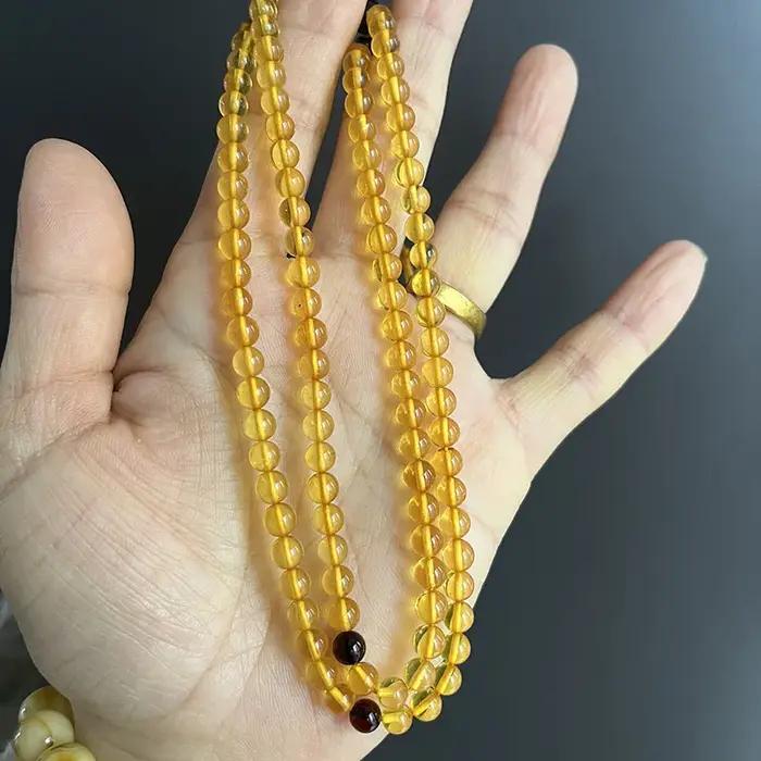 Yoowei – collier rond en ambre doré de 5mm