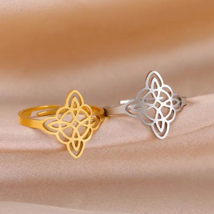 Bague ajustable Nœud de Sorcière pour Femme en Acier Inoxydable