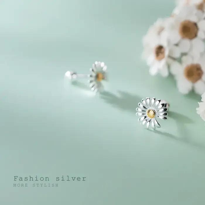 Boucles d'oreilles La Monada en argent sterling 925 avec motif plante pour femmes, idéales pour les occasions spéciales et la sophistication élégante