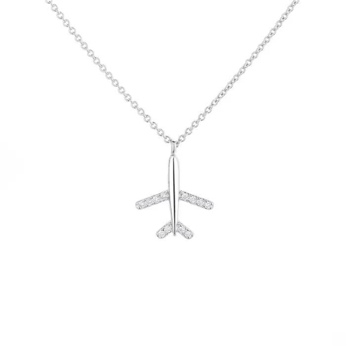 VOQ nouvelle mode avion cubique zircone couleur argent pendentif collier dames clavicule chaîne bijoux coréens