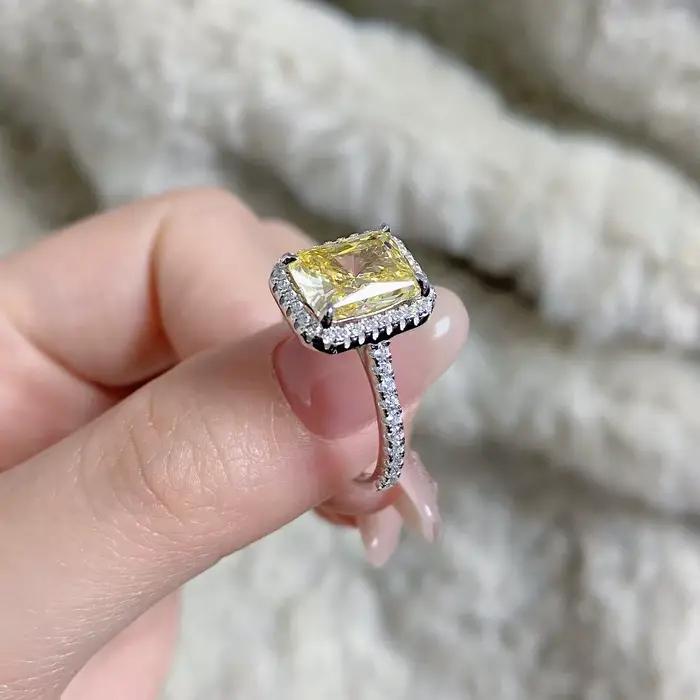 Bague de mariage en or blanc massif 18k pour femmes avec diamant de 3 carats pour engagement occasions spéciales et cadeaux romantiques