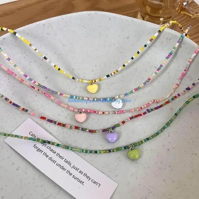 573b Collier couleur couleur bonbon collier acrylique bohème