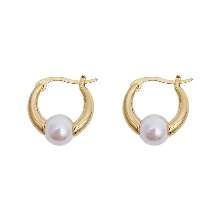 PONYKISS – boucles d'oreilles en perles couleur or pour femmes