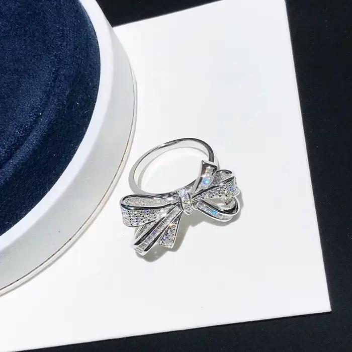 Bague de fiançailles de mariage en argent pour femme, plaque, document, nœud, nœud, Zinsend on Ring, bijoux à la mode, nouveau