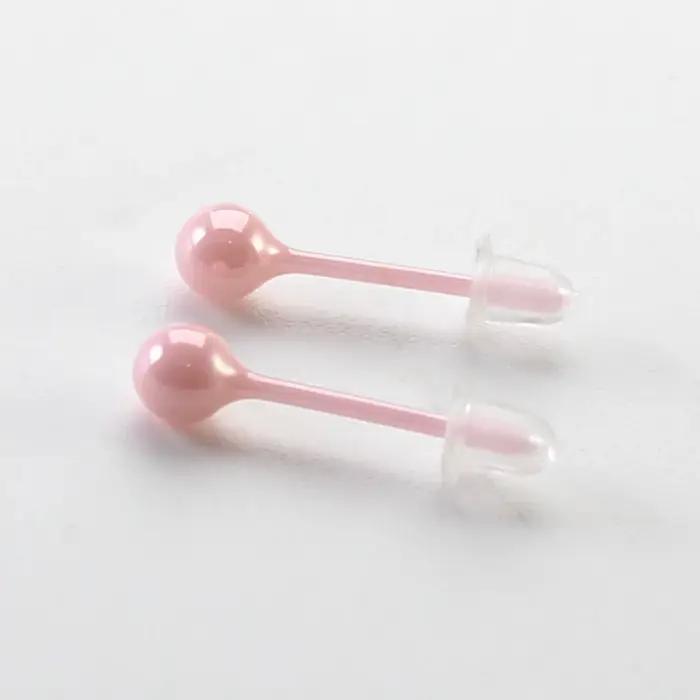 Boucles d'oreilles en céramique rose et blanche brillantes pour filles et femmes élégantes pour toutes les occasions
