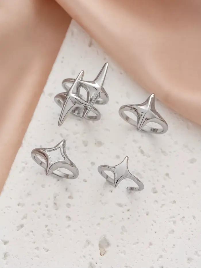 Ensemble de bagues Hip Hop exagérées quatre étoiles, bijoux de fête pour Festival de musique, 4 pièc