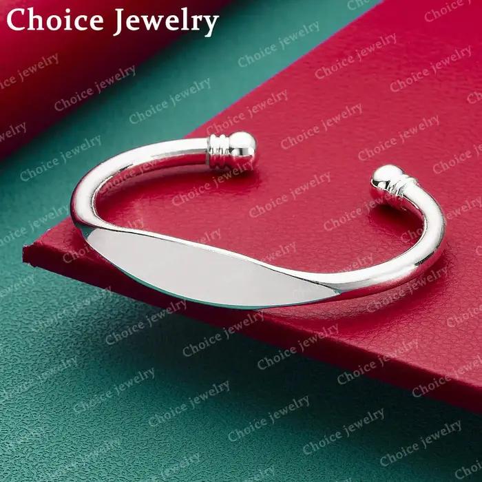 Bracelet ouvert géométrique en argent sterling 925 pour hommes et femmes, bijoux à la mode, accessoi