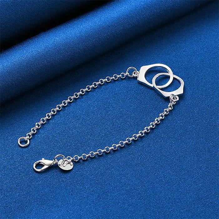 Menottes et bracelets exquis en argent sterling 925 de 8 pouces