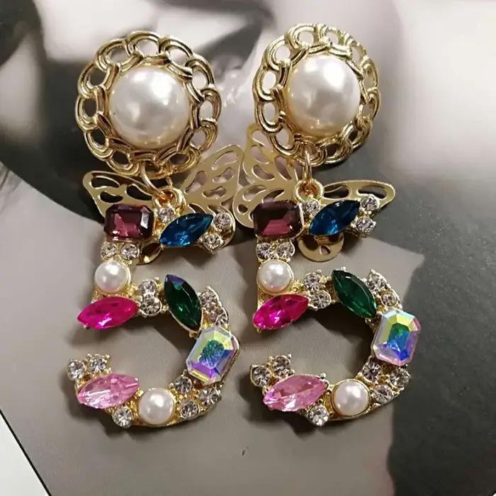Boucles d'Oreilles Grandes Déclarations en Cristal Élégantes pour Femmes Occasions Spéciales Voyage Anniversaire Mariage