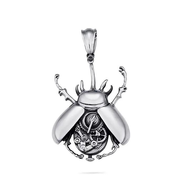 Collier Punk Hip Hop avec pendentif coccinelle mécanique à vapeur pour homme, chaîne de motard en ac
