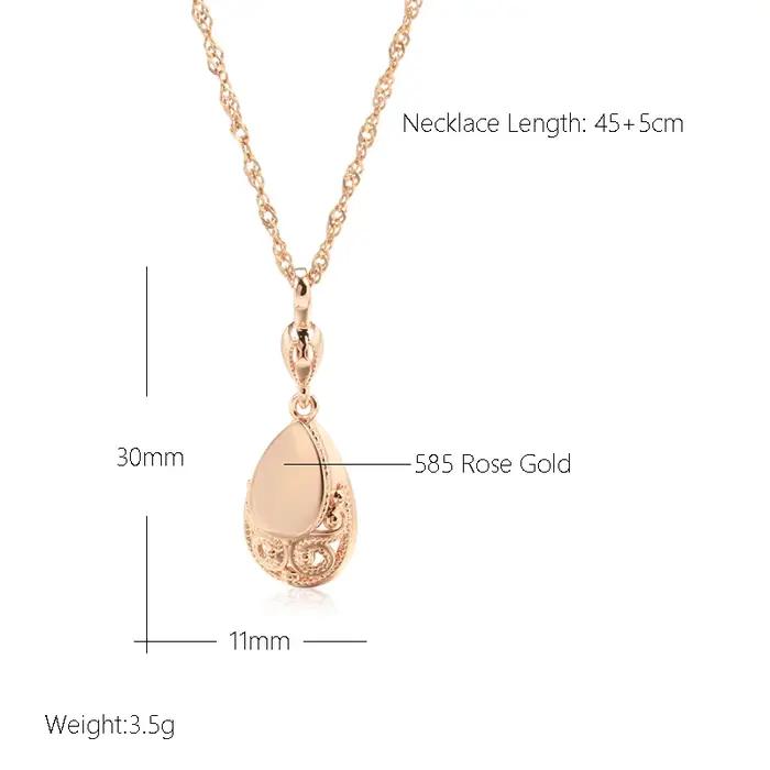 SYOUJYO Vintage 585 couleur or Rose pendentif colliers pour femmes brillant Simple goutte d'eau ethnique mariée bijoux de mariage