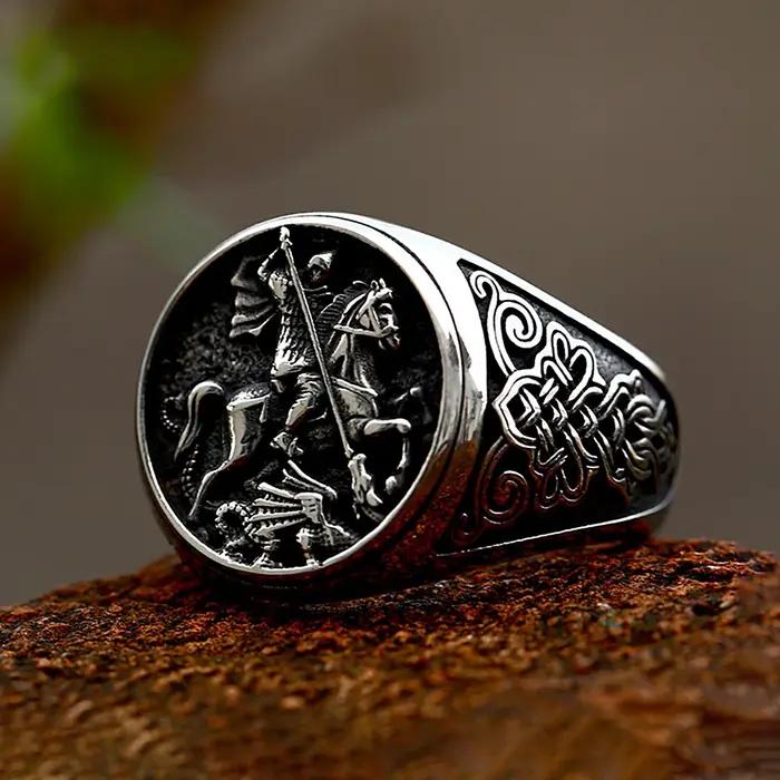 Bague Vintage Gothique Dragon Punk Hip Hop Acier Inoxydable Anneau Celtic Knot Knight Dragon Mode Bijoux Cadeau Occasions Spéciales