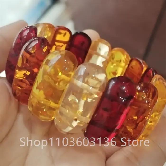 Bracelet large en ambre baltique naturel pour hommes et femmes