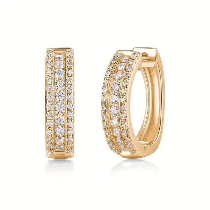 JIUZUAN-Boucles d'Oreilles Tricolores Moissanite pour Femme, Clous Plaqué Argent 925, Platine 18K, Bijoux Brillants avec Certificat