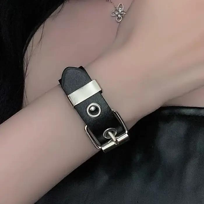 Bracelet en cuir punk verrouiller unisexe mode occasion spéciale club style original pour homme femme