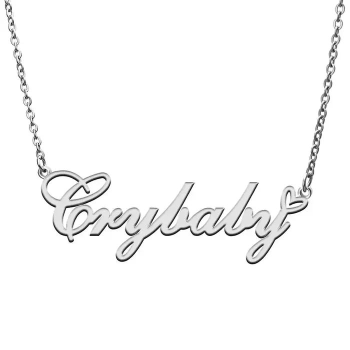 Crybaby – collier avec nom et cœur d'amour pour femmes