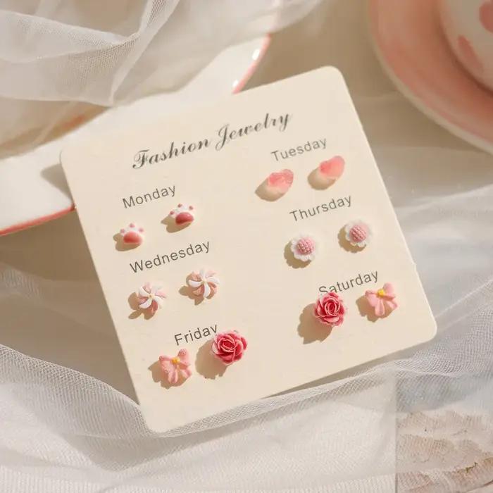 Boucles d'oreilles roses simples style Vitality Girl