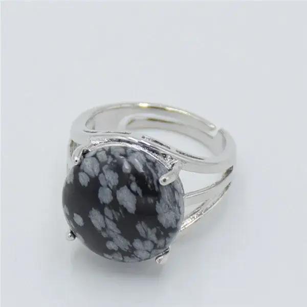 Bague de cocktail ronde en pierre naturelle pour femmes, ajustable, style moderne, quartz rose, cristal violet, bijou de fête pour soirées et occasions spéciales