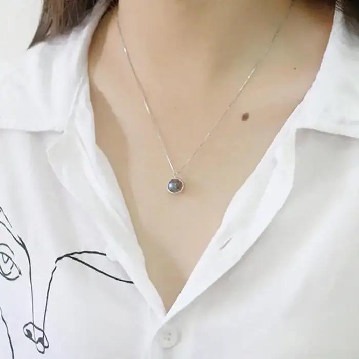 JOSimple-Collier avec Pendentif en Labrumen et Argent Sterling 925 group pour Femme