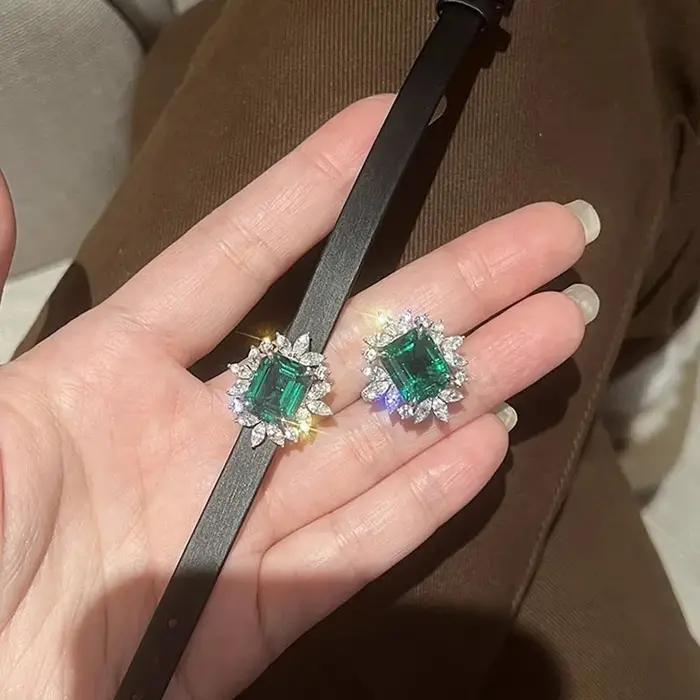 Foyimagination-Bracelet en diamant vert émeraude à haute teneur en carbone pour femme