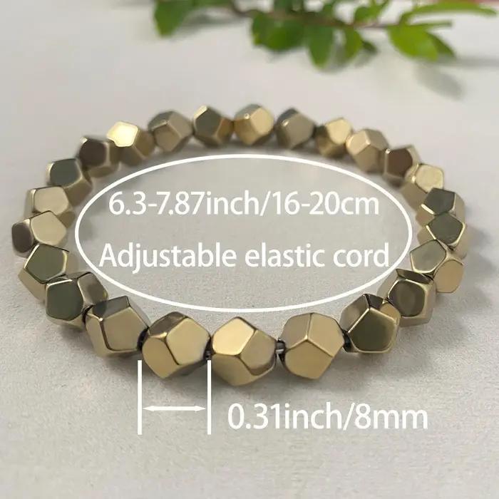 Bracelet en perles de pyrite naturelle facettées élastique pour richesse et chance bijou de guérison énergétique cadeau pour homme femme occasions spéciales