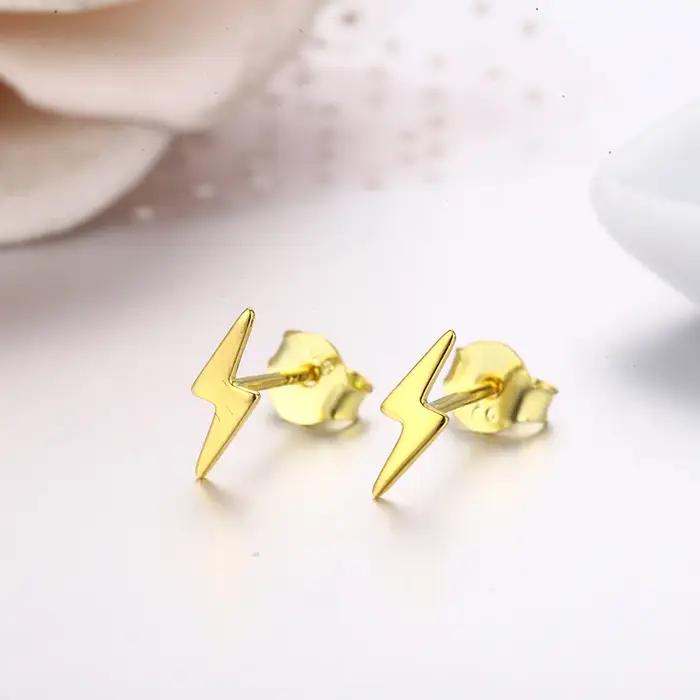Boucles d'oreilles foudre en argent Sterling 925, fines et mignonnes, pour femmes et filles, bijoux