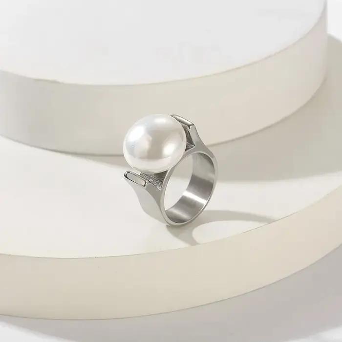 KDecisions-Bague en perles de coquillage pour femme, acier inoxydable, métal, plaqué Bergame, charme
