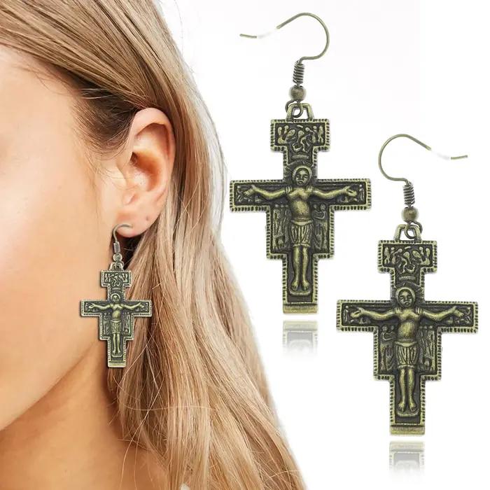 Collier Vintage en forme de croix Saint-Saint François d'Assisi Tau San Damiano, amulette Crucifix c