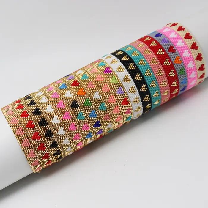 Bracelet bohème en perles Miyuki fait à la main pour femme – Bijoux réglables au design de cœur multicolore
