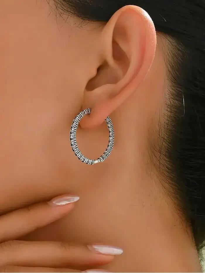 Boucles d'oreilles rondes en argent sterling 925 avec zirconium blanc pour femmes, occasions spéciales, mariage, fiançailles, cadeaux de luxe