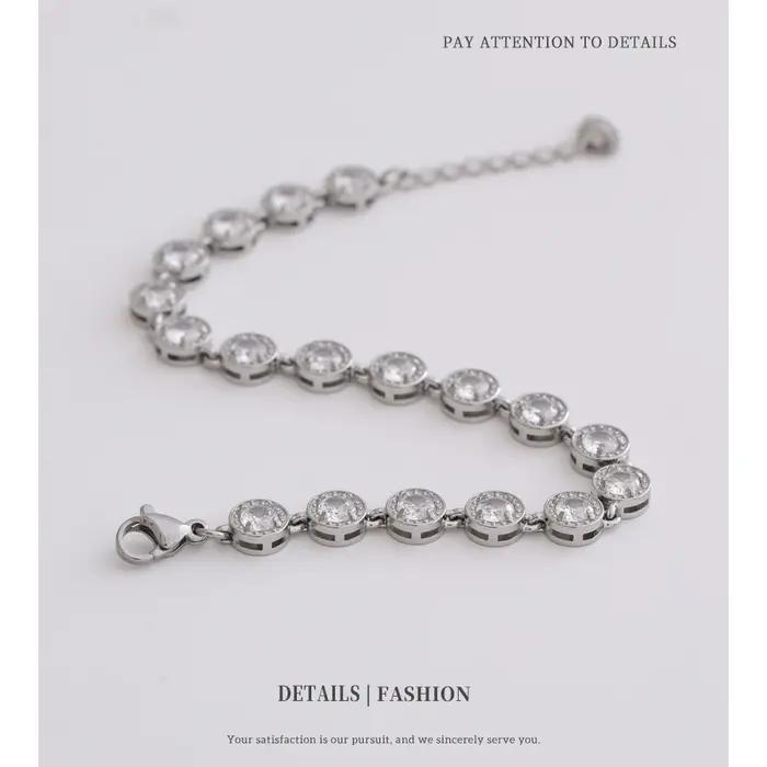 Bracelets en acier inoxydable bijoux femme collier ensemble coloré zircon cubique exquis étanche mode cadeau nouveau