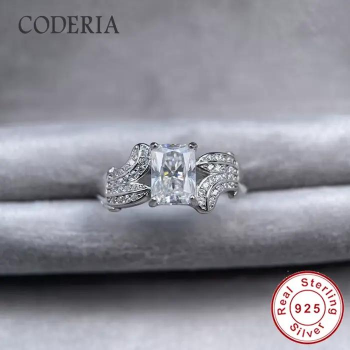 Bague en argent sterling 925 à taille ajustable pour femme, couleur D, VVS1, coupe radiante 5x7mm, bague de mariage en moissanite