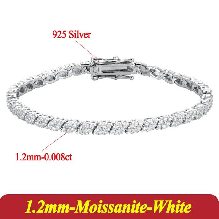 Bracelet de tennis en argent regardé 1.2 Moisssanite pour femme
