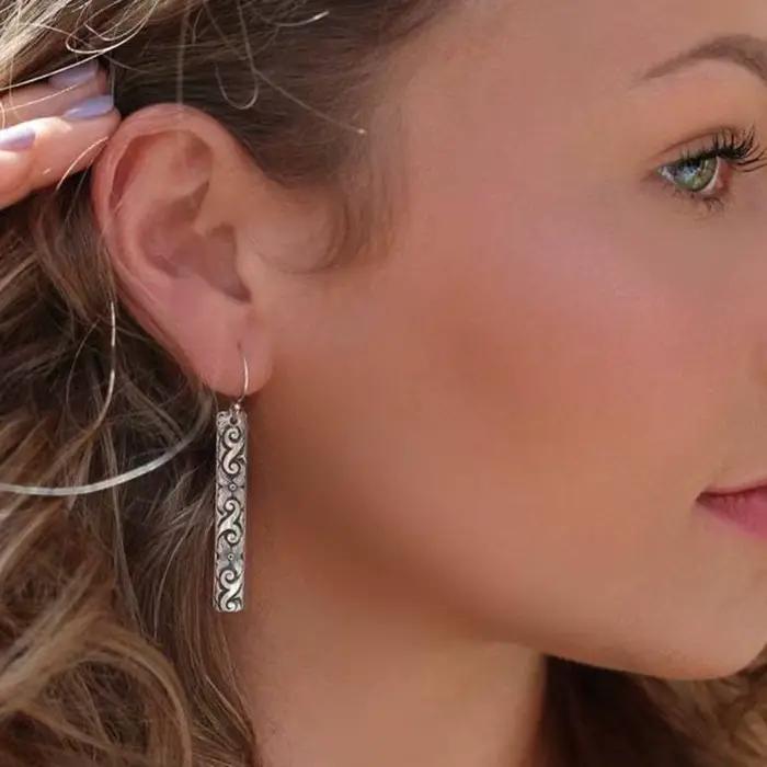 Boucles d'oreilles en argent Sterling 925 pour femmes, boucles d'oreilles géométriques rétro, bijoux à la mode, cadeau de fête, de mariage, pendientes