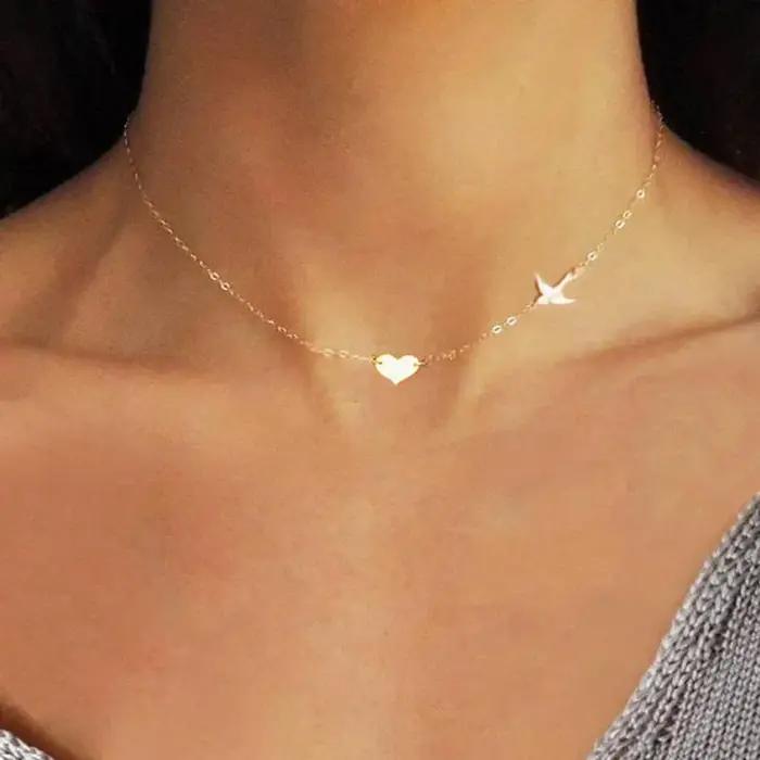 Collier petit oiseau, pendentif oiseau colombe délicat