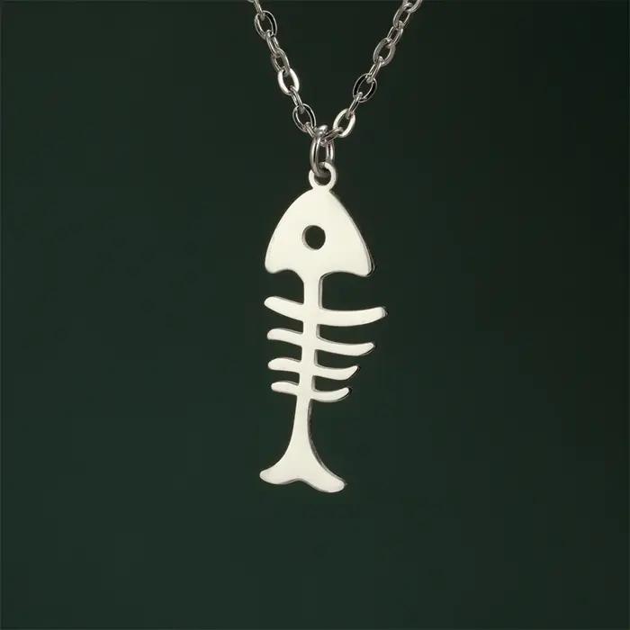 My Shape Colliers pendentif os de chat et de poisson pour femmes et filles