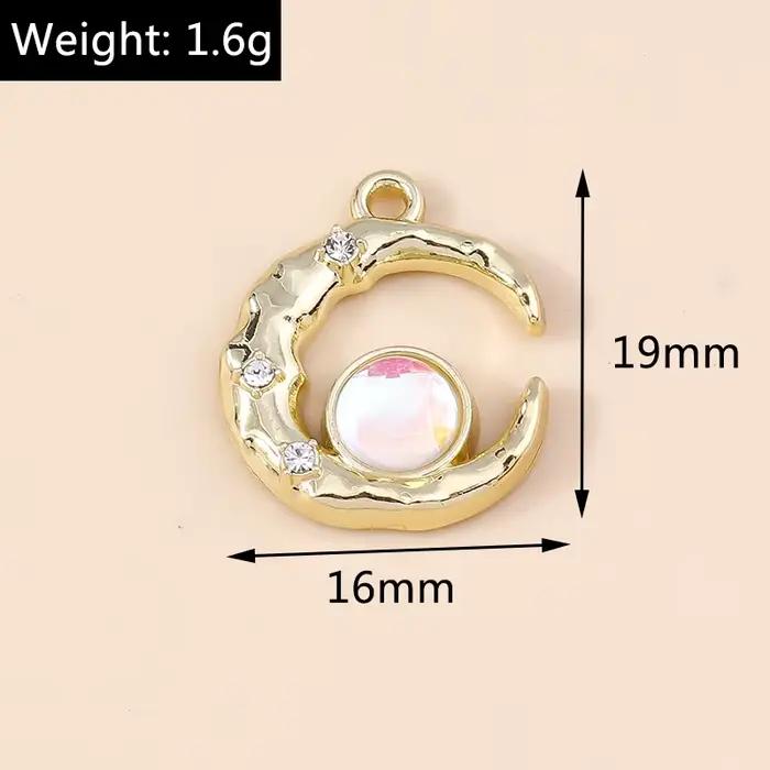 Leslie 5 pièces exquis or argent couleur cristal croissant de lune étoiles breloques pour boucles d'oreilles Bracelet collier bijoux à bricoler soi-même pendentifs