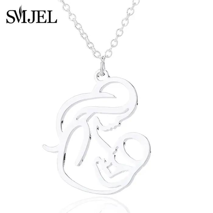 SMJEL nouvelle famille maman colliers en acier inoxydable pour femmes mode