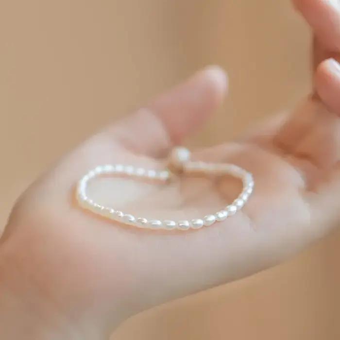 Bracelets Minar INS Fashion en perles de riz d'eau douce pour femmes
