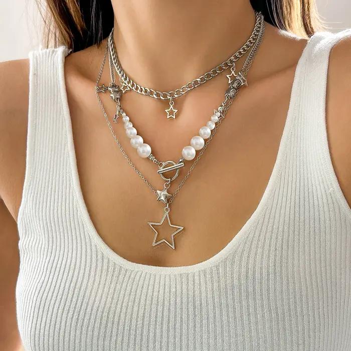 IngeSight.Z-Collier pendentif étoile Y2K pour femme