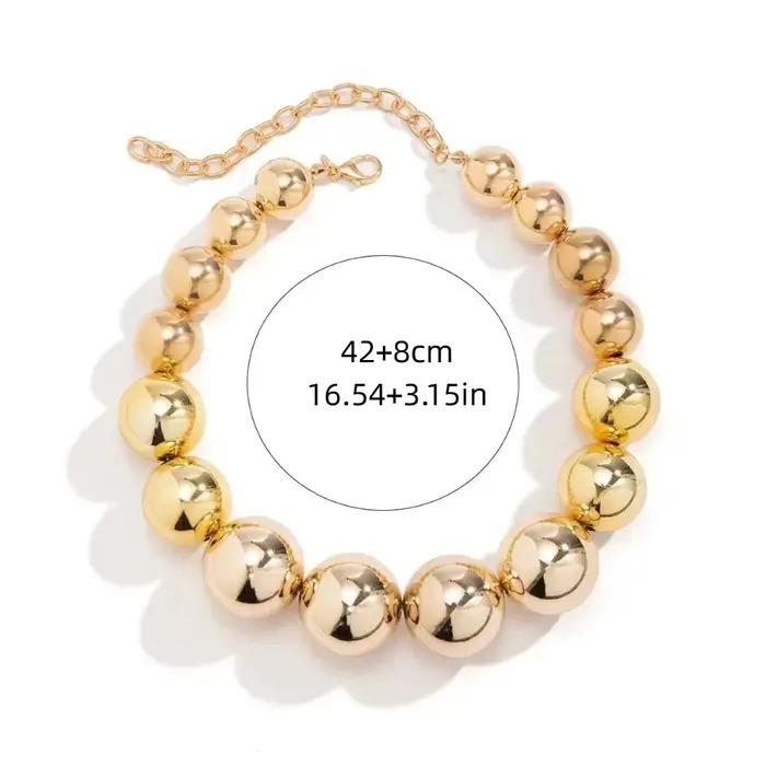 Collier ras du cou vintage élégant avec grandes perles, longueur 42 cm, chaîne de perles rondes, bijou de luxe exagéré pour mariage